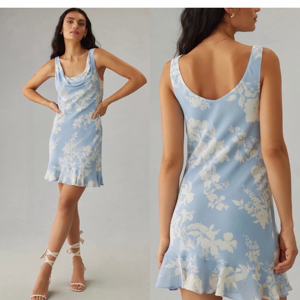 Reformation Rudie draped ruffled floral-print crepe mini dress